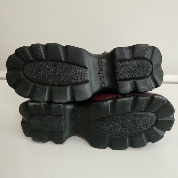 SKECHERS Y2K Style Platform Boots (Size 9) Burgundy, Side Zip Thick Sole 2933 - Picture 10 of 11